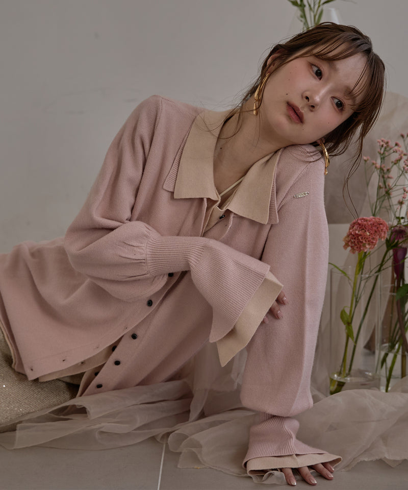 layered loose knit shirt / レイヤードルーズニットシャツ
