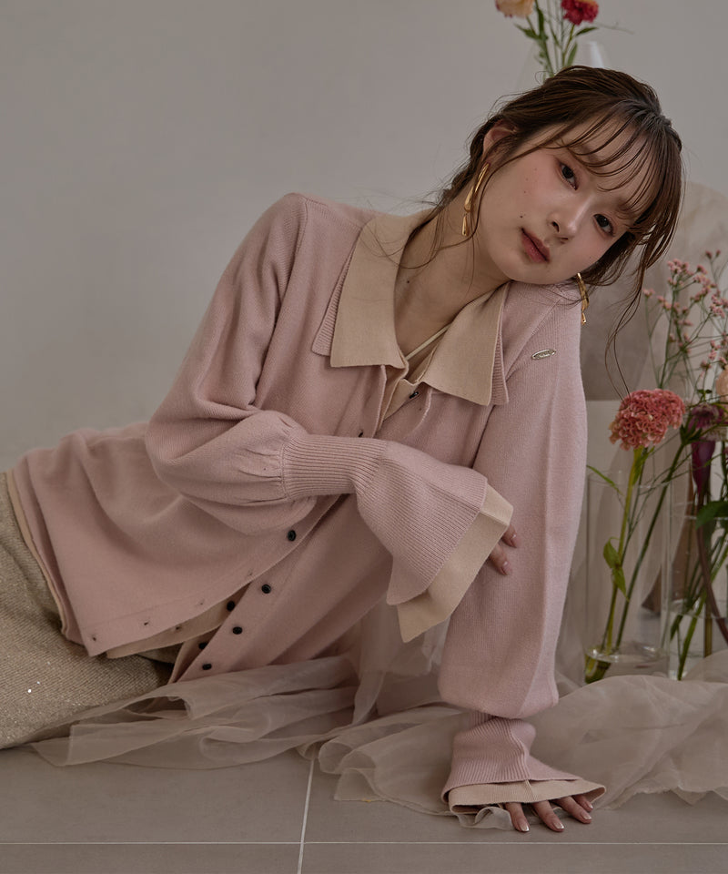 layered loose knit shirt / レイヤードルーズニットシャツ