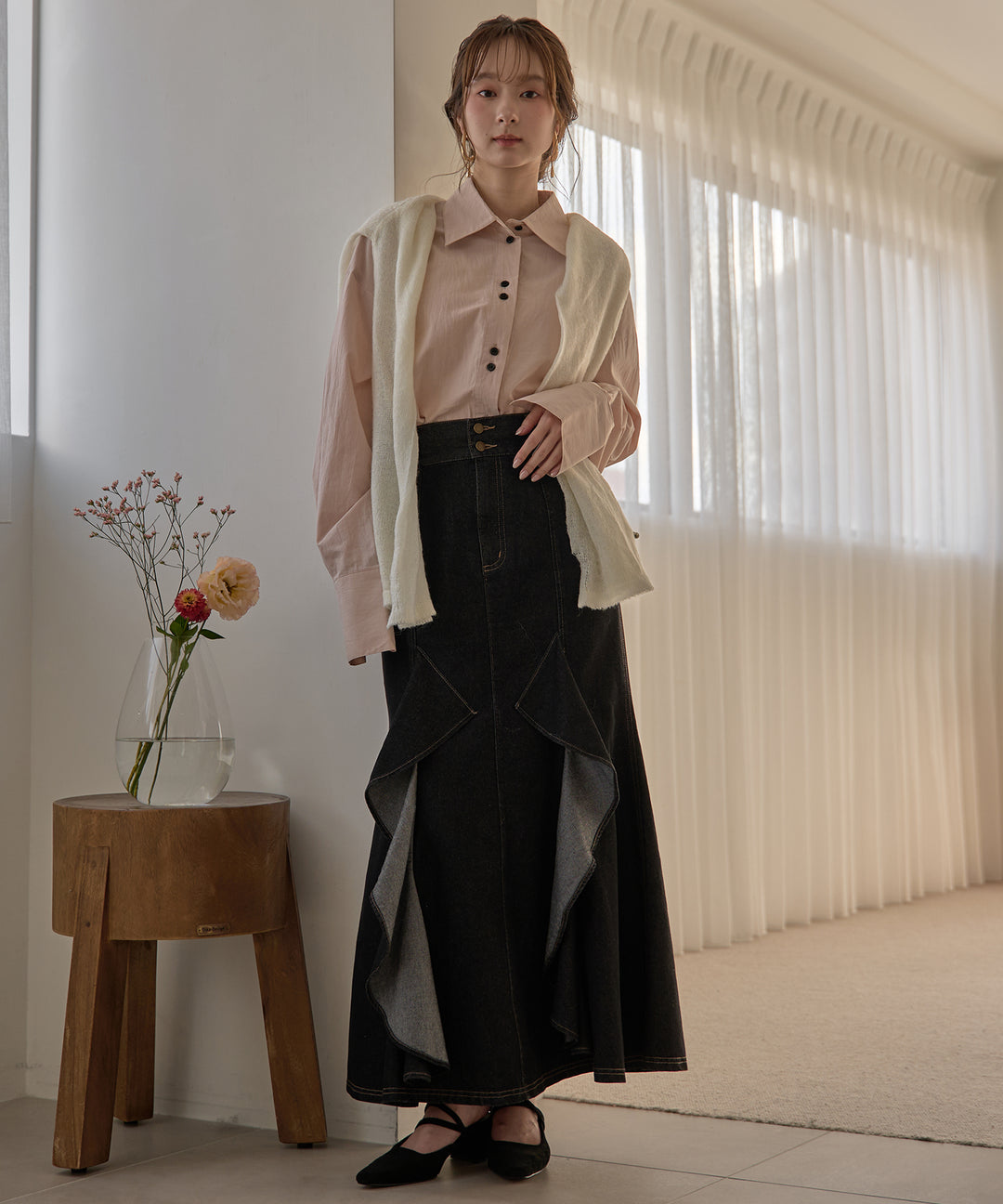 予約商品】frills mermaid denim skirt / フリルマーメイド