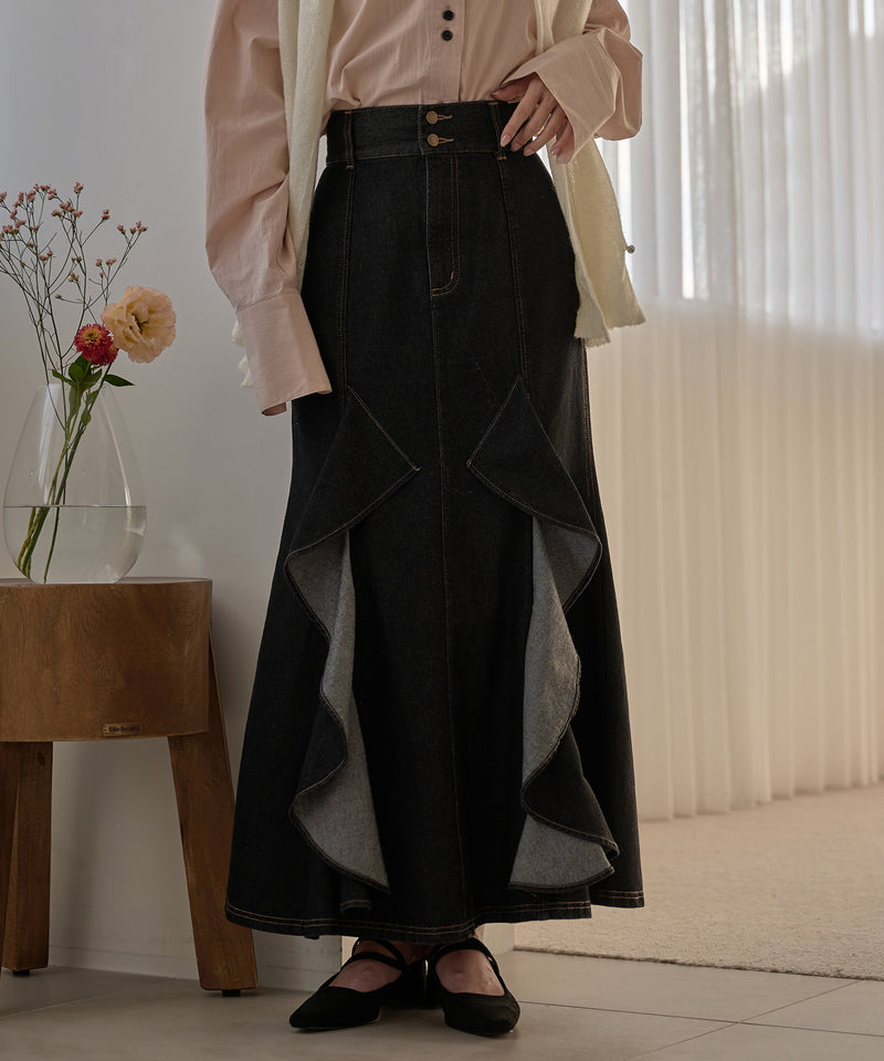 frills mermaid denim skirt / フリルマーメイドデニムスカート