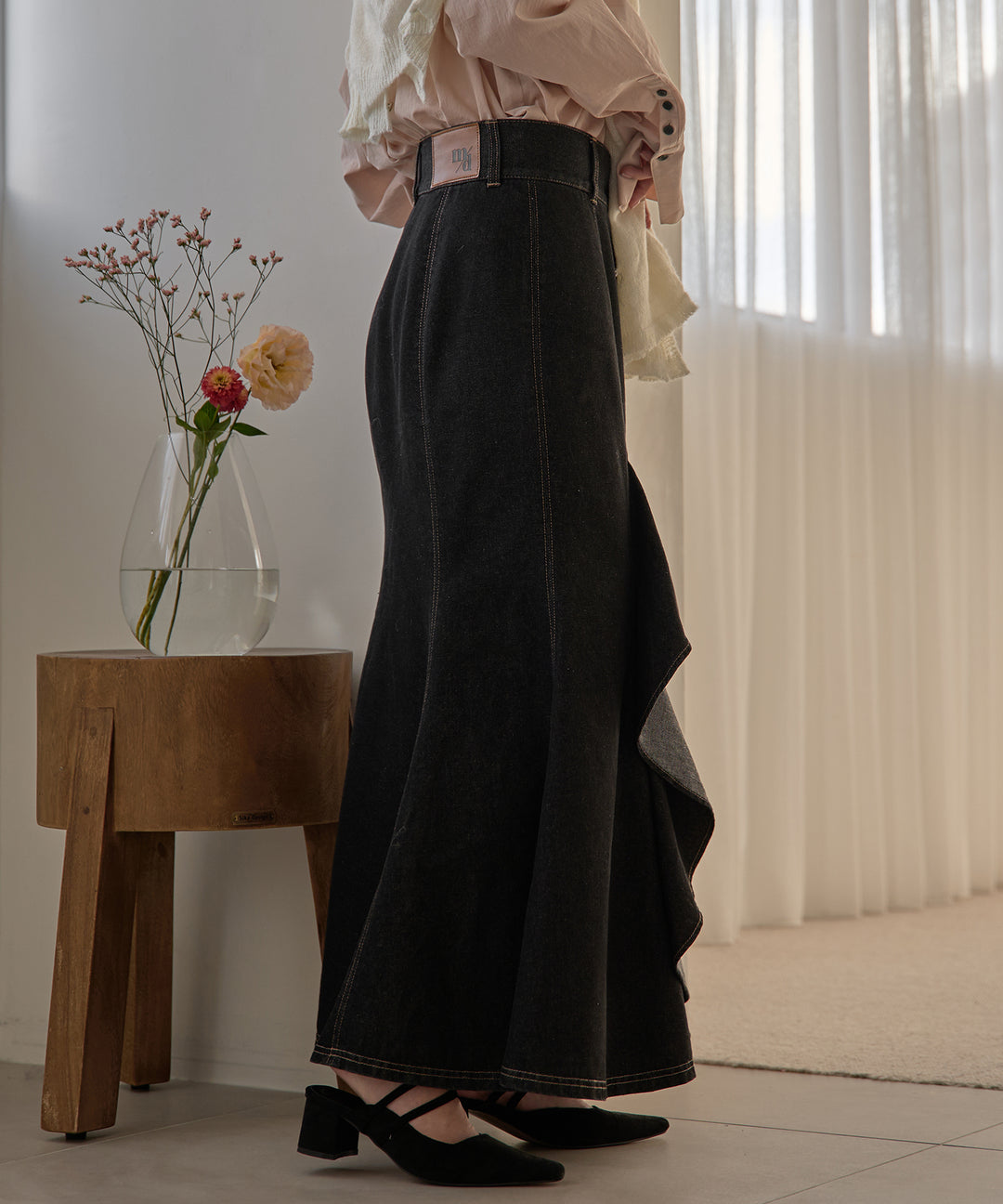 【新品未使用タグ付き】mideal フリルマーメイドデニムスカート M 予約商品】frills mermaid denim skirt / フリルマーメイド