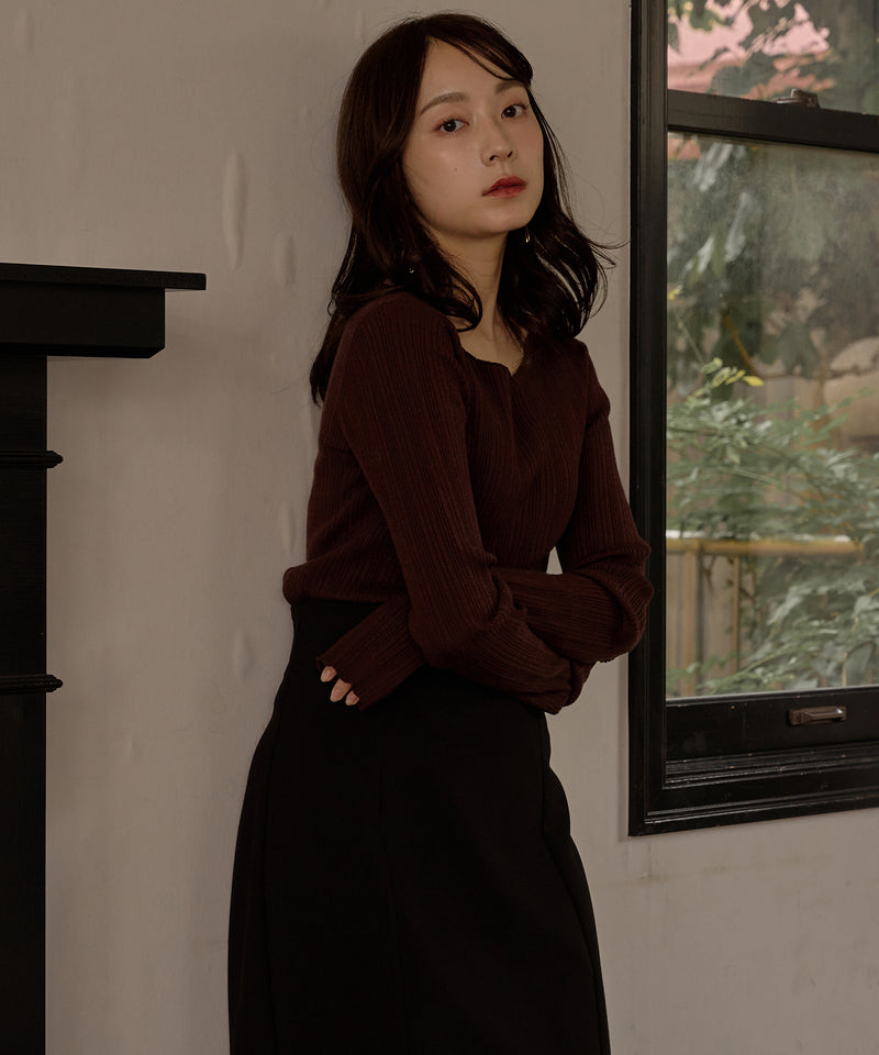 long sleeve rib knit / ロングスリーブリブニット