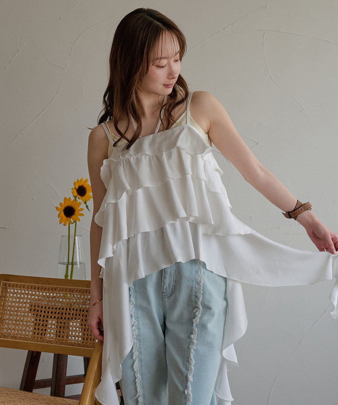 asymmetry frill cami tops / アシンメトリーフリルキャミトップス