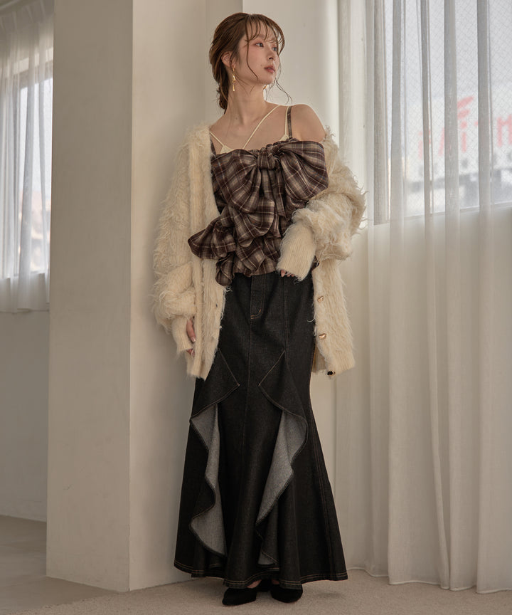 予約商品】frills mermaid denim skirt / フリルマーメイド