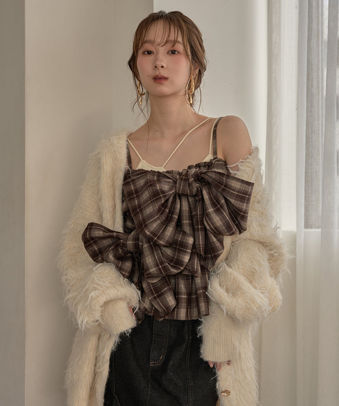 nuance button shaggy cardigan / ニュアンスボタンシャギー