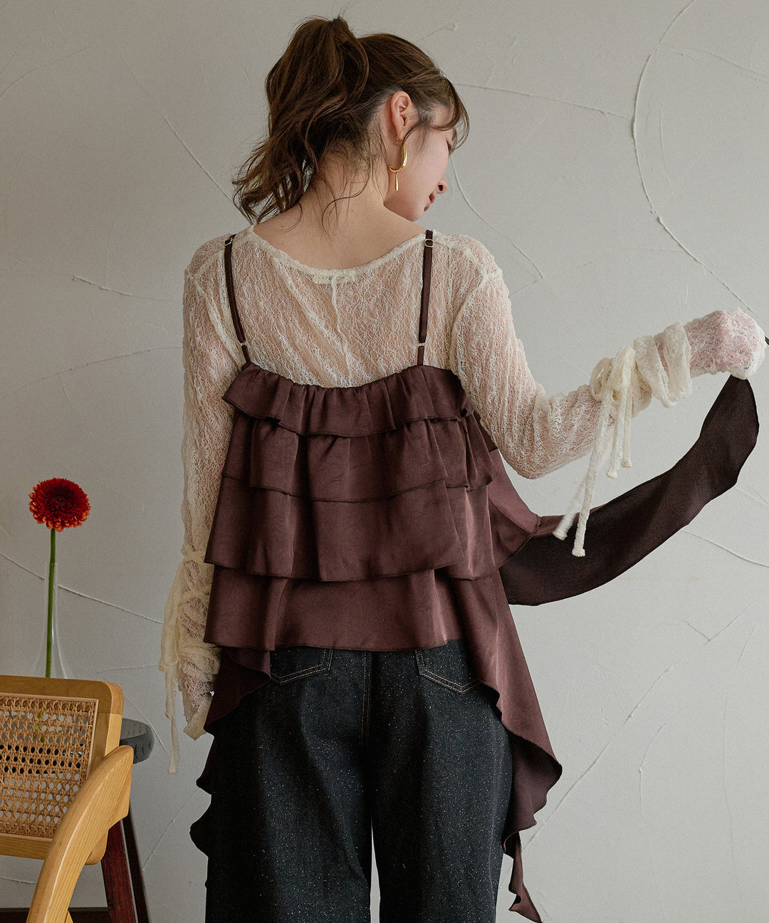 asymmetry frill cami tops / アシンメトリーフリルキャミトップス