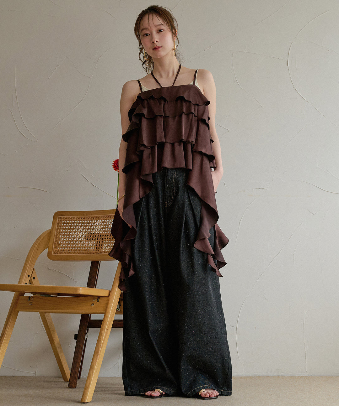 asymmetry frill cami tops / アシンメトリーフリルキャミトップス