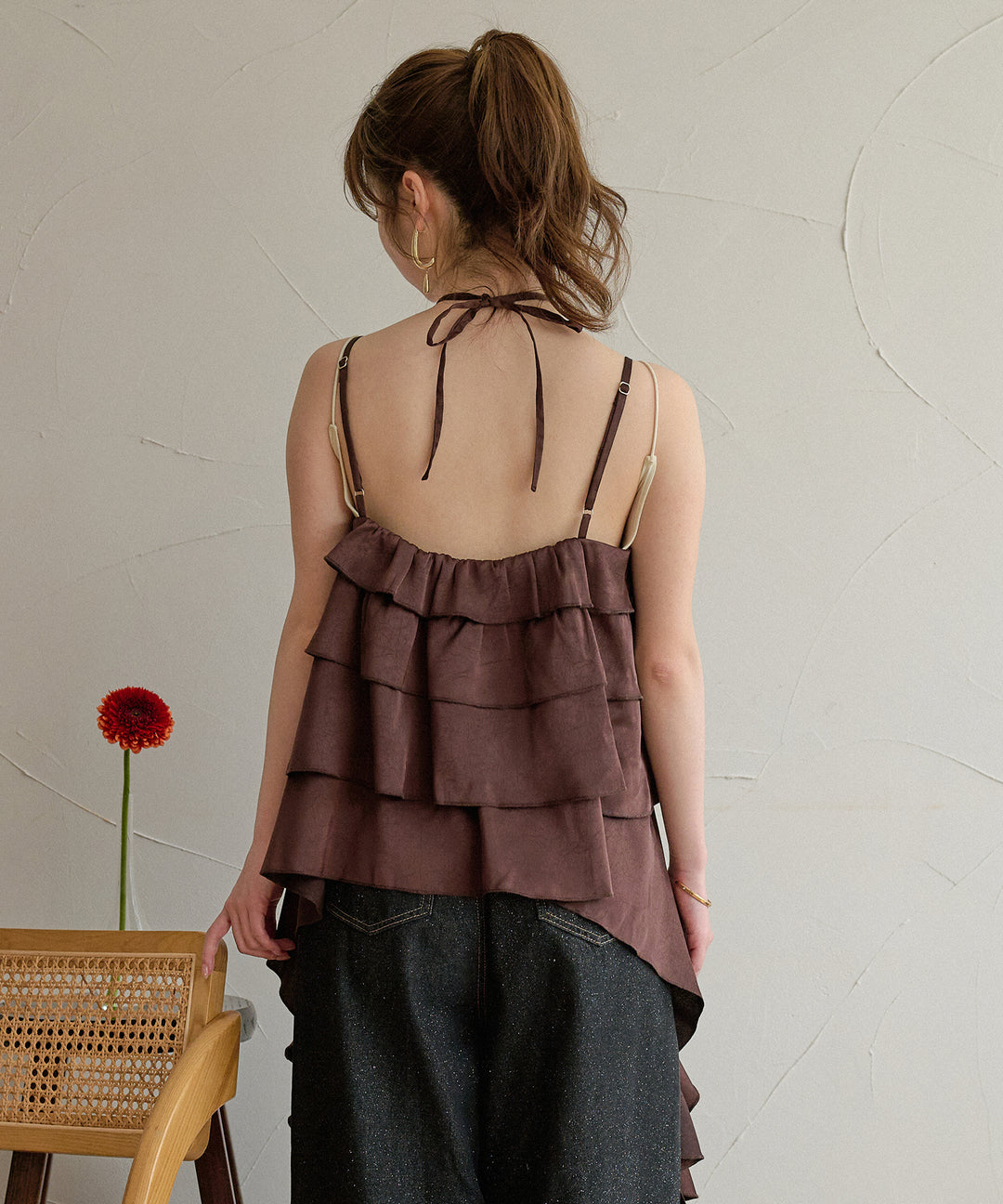 asymmetry frill cami tops / アシンメトリーフリルキャミトップス