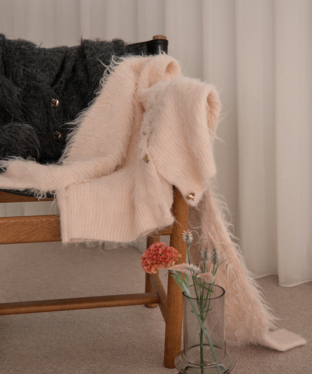 予約商品】nuance button shaggy cardigan / ニュアンスボタン