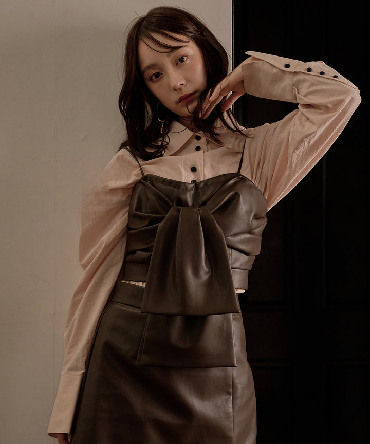 mideal オンブレチェックダブルリボンビスチェ ombre check double ribbon bustier / オンブレチェックダブル