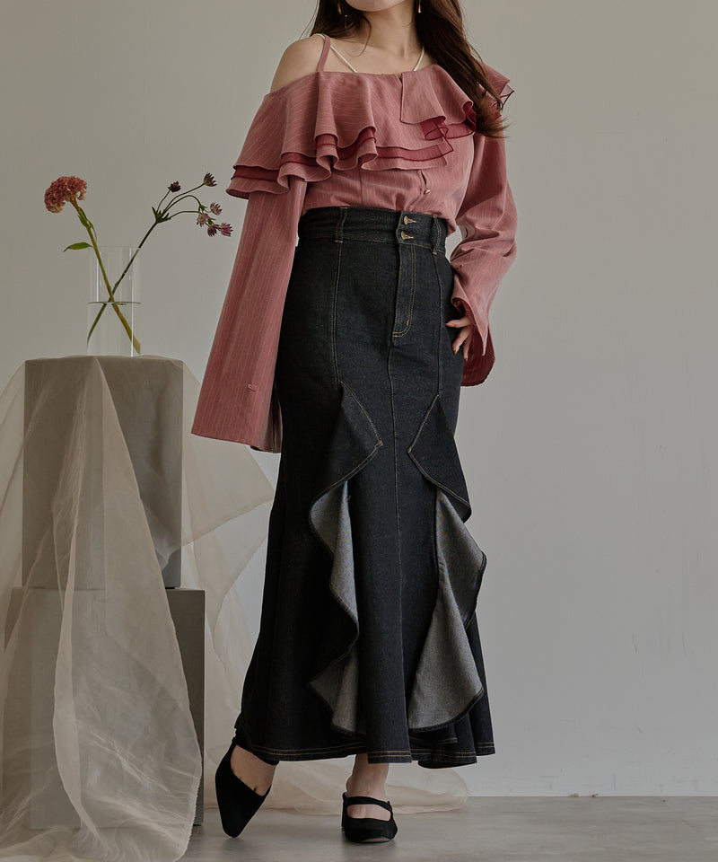 frills mermaid denim skirt / フリルマーメイドデニムスカート