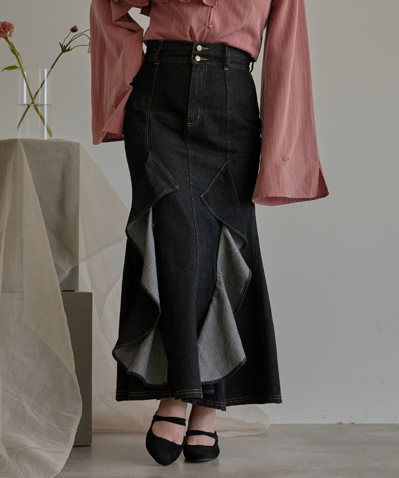 frills mermaid denim skirt / フリルマーメイドデニムスカート
