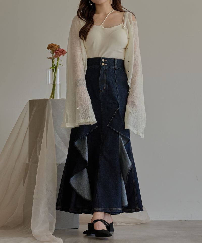 frills mermaid denim skirt / フリルマーメイドデニムスカート