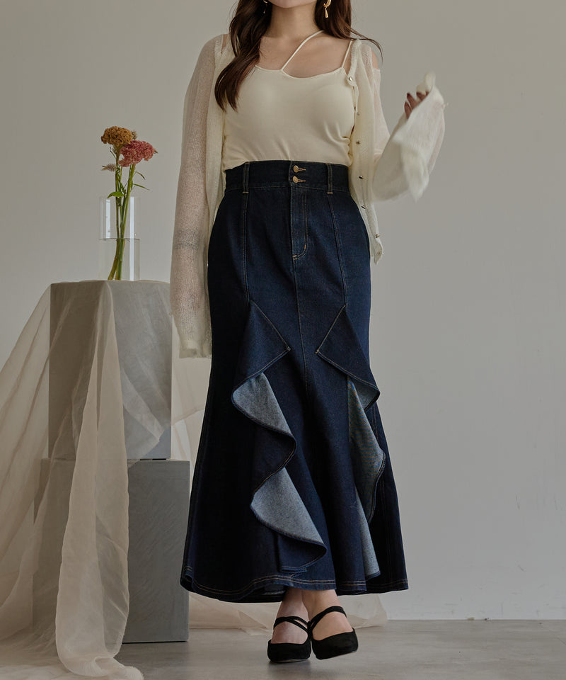 frills mermaid denim skirt / フリルマーメイドデニムスカート