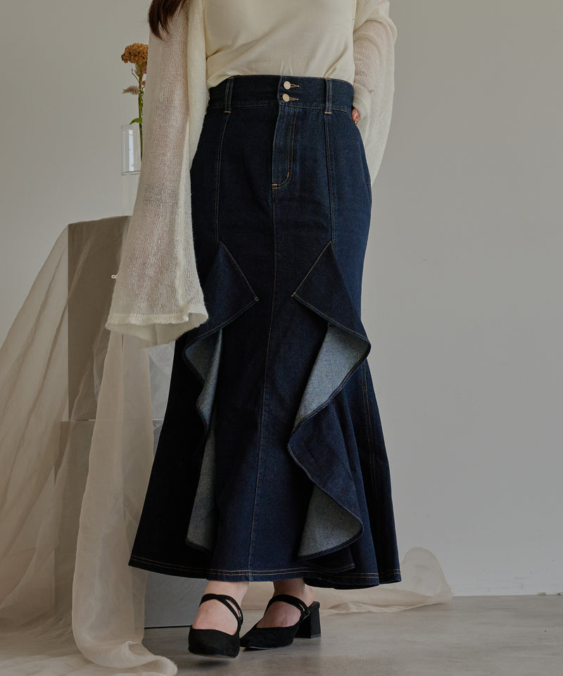 frills mermaid denim skirt / フリルマーメイドデニムスカート
