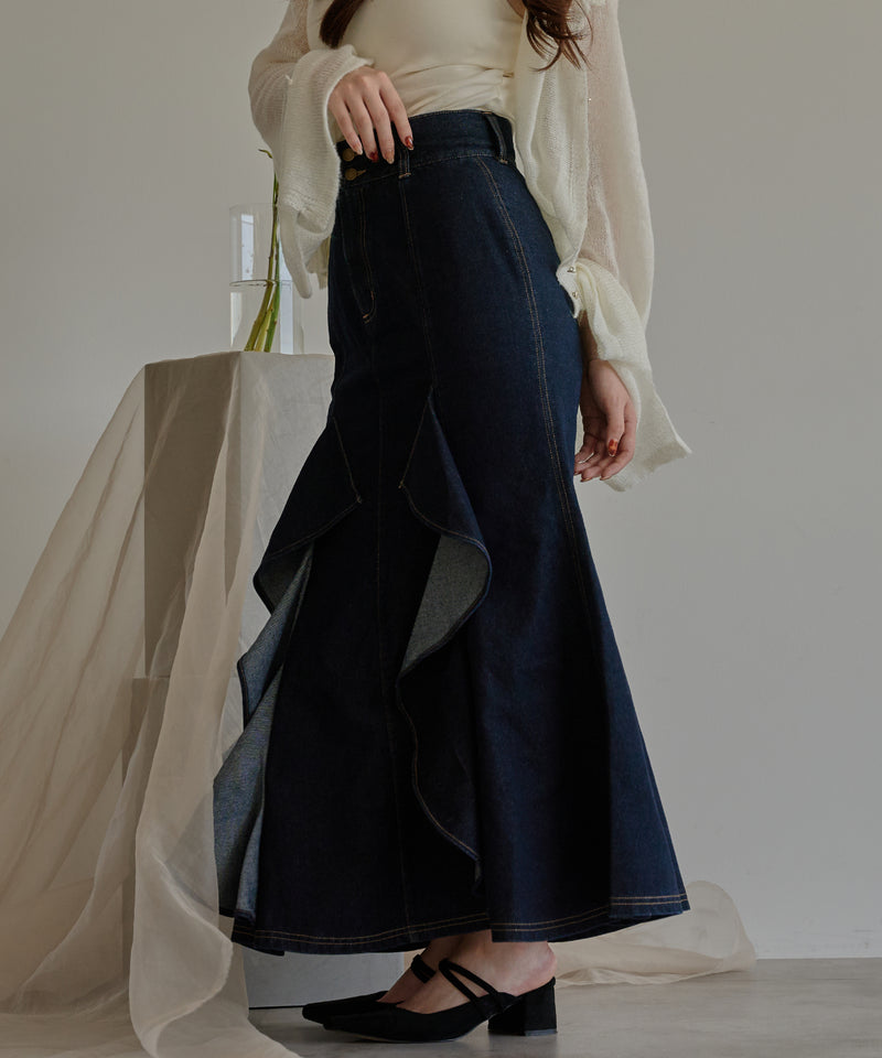 frills mermaid denim skirt / フリルマーメイドデニムスカート