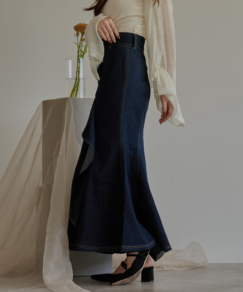 frills mermaid denim skirt / フリルマーメイドデニムスカート