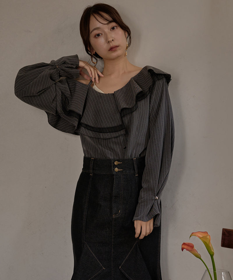 frill one shoulder tops /  フリルワンショルダートップス