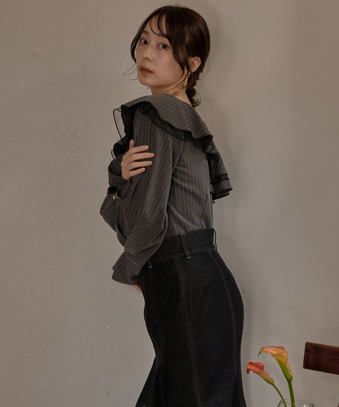 frill one shoulder tops / フリルワンショルダートップス – favclo.