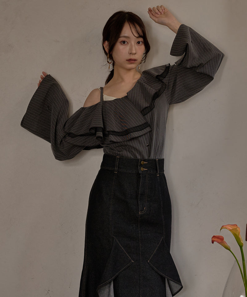 frill one shoulder tops /  フリルワンショルダートップス