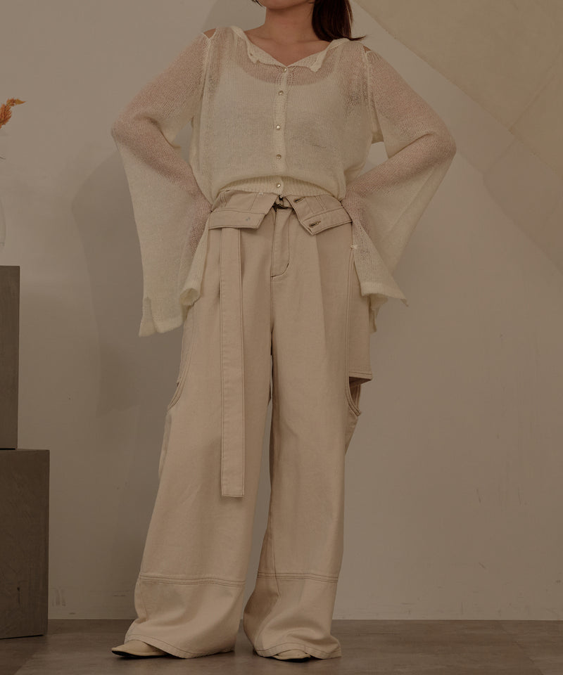 【予約商品】2way sleeve sheer knit cardigan / 2wayスリーブシアーニットカーディガン