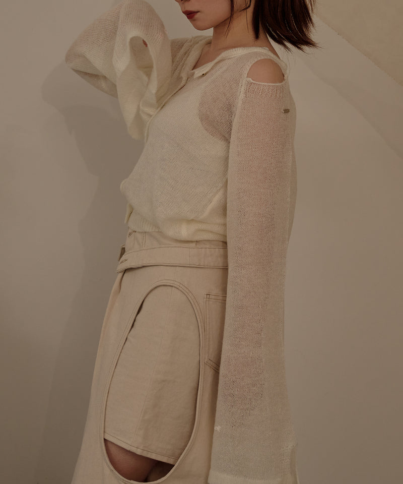 【予約商品】2way sleeve sheer knit cardigan / 2wayスリーブシアーニットカーディガン