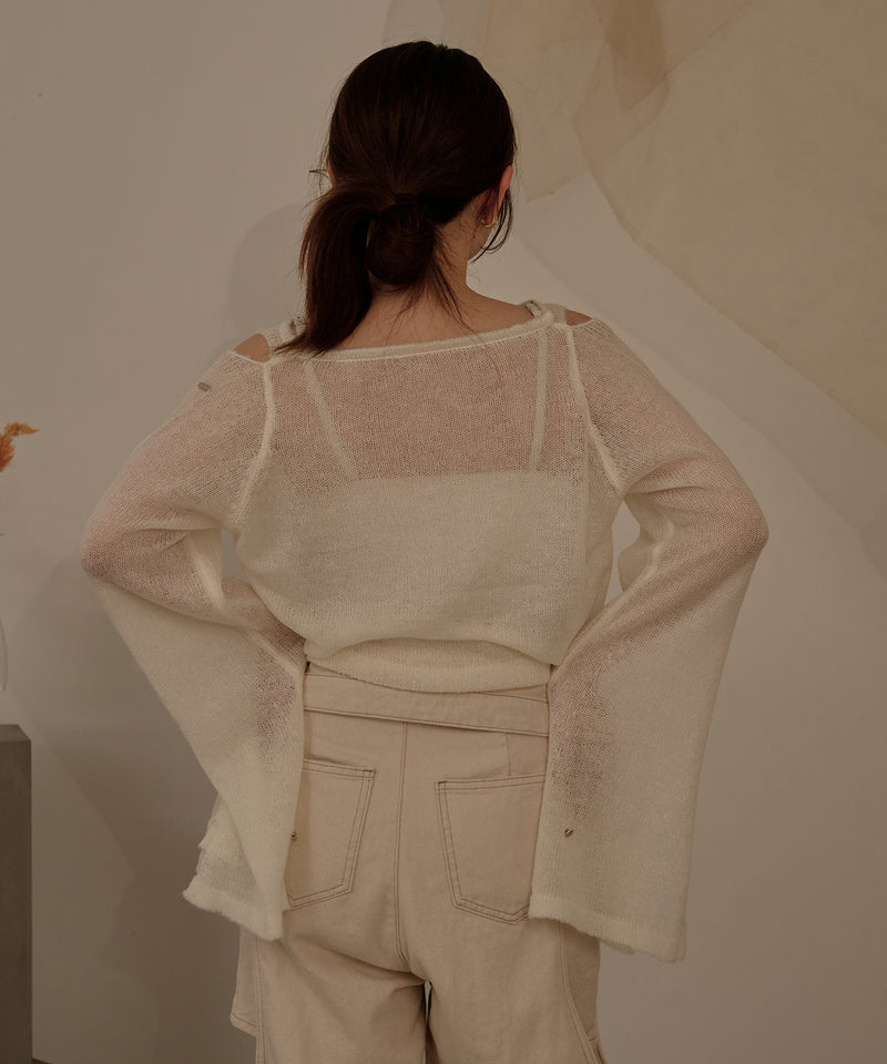 【予約商品】2way sleeve sheer knit cardigan / 2wayスリーブシアーニットカーディガン