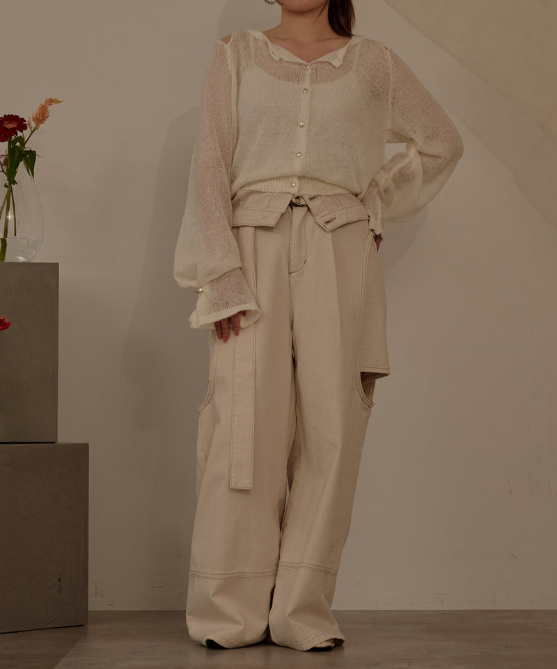 【予約商品】2way sleeve sheer knit cardigan / 2wayスリーブシアーニットカーディガン