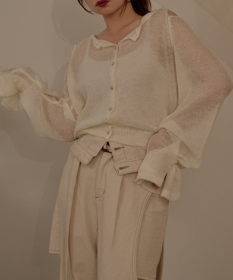 【予約商品】2way sleeve sheer knit cardigan / 2wayスリーブシアーニットカーディガン