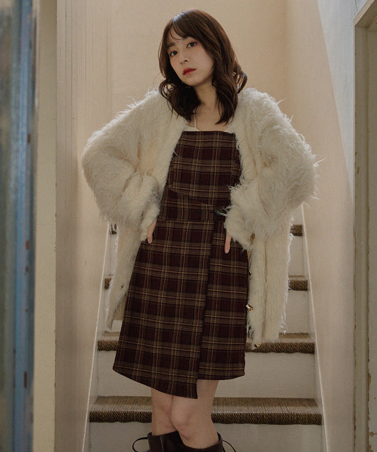 【完売商品】mideal ミックスカラーケーブルチュニック　ブラウン みなまつ mideal（マイディール）の「mix color cable tunic / ミックス