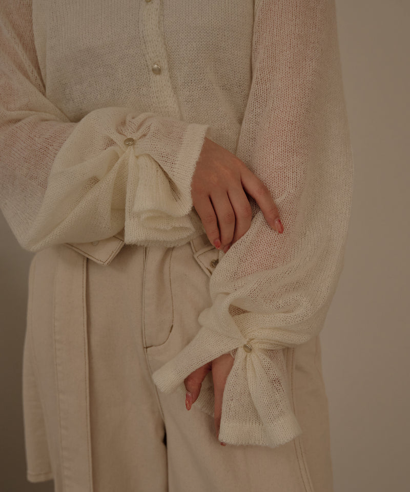 【予約商品】2way sleeve sheer knit cardigan / 2wayスリーブシアーニットカーディガン