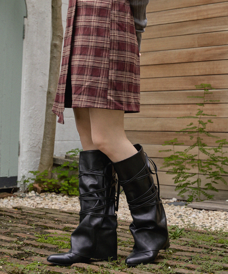 lace up long boots / レースアップロングブーツ