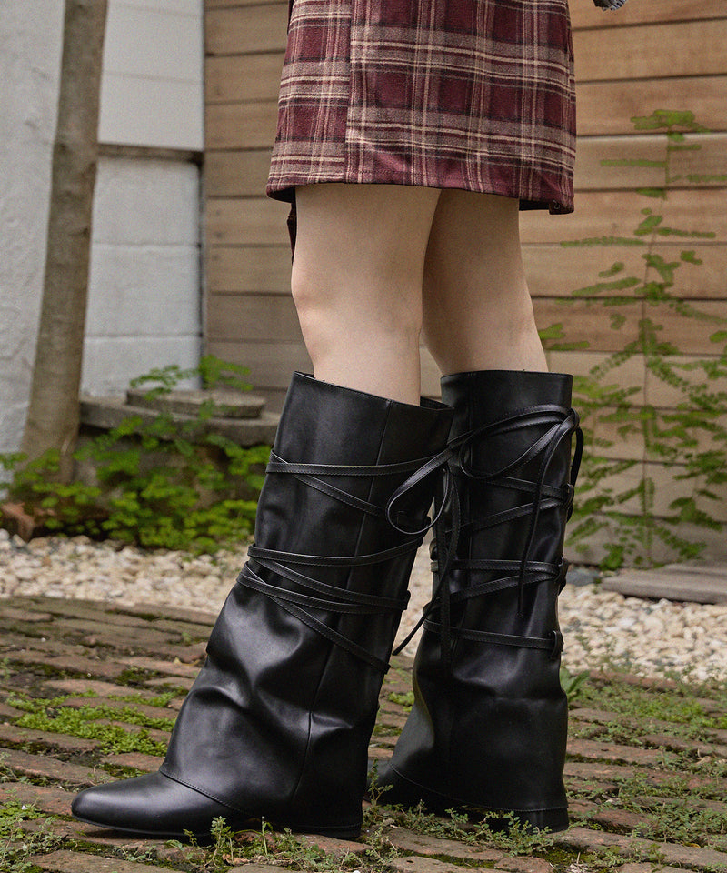 lace up long boots / レースアップロングブーツ