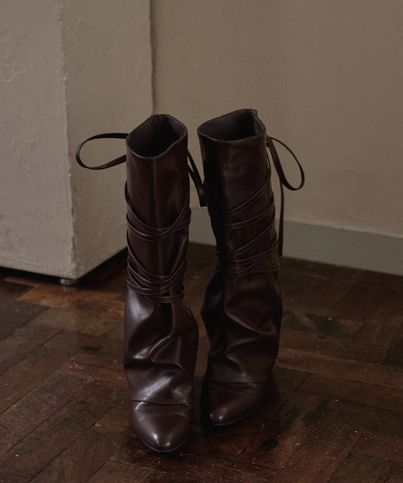 lace up long boots / レースアップロングブーツ
