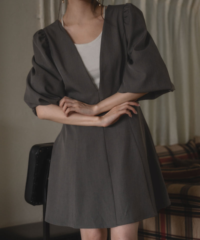 v neck tunic onepiece / Vネックチュニックワンピース