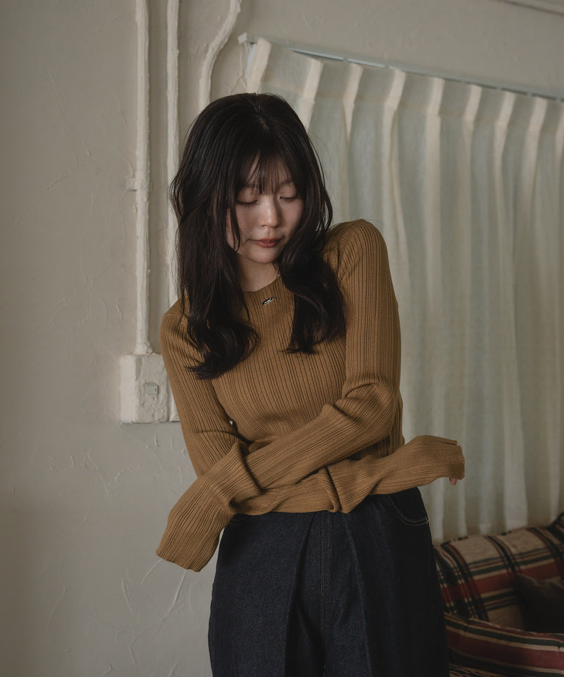 long sleeve rib knit / ロングスリーブリブニット