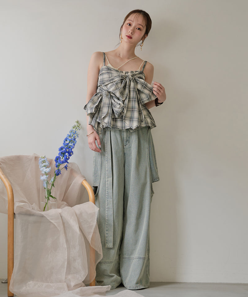 cut out design wide denim ⁡ / カットアウトデザインワイドデニム