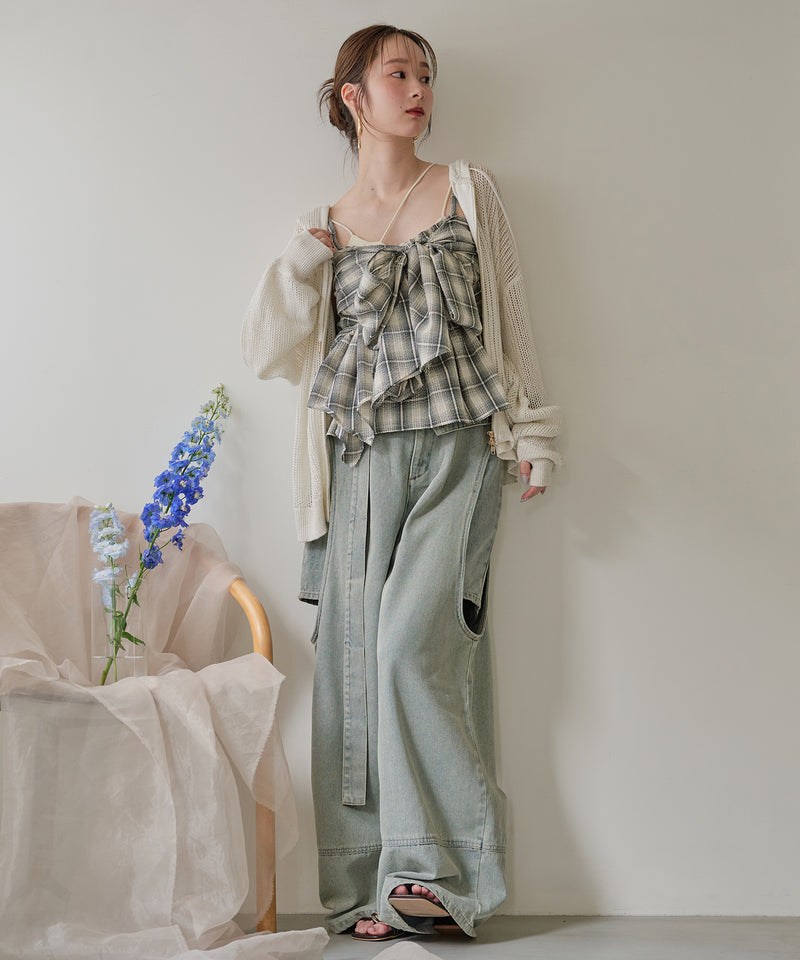 cut out design wide denim ⁡ / カットアウトデザインワイドデニム