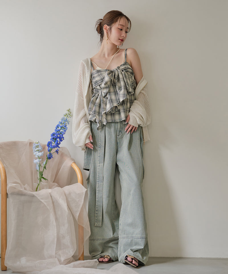 cut out design wide denim ⁡ / カットアウトデザインワイドデニム