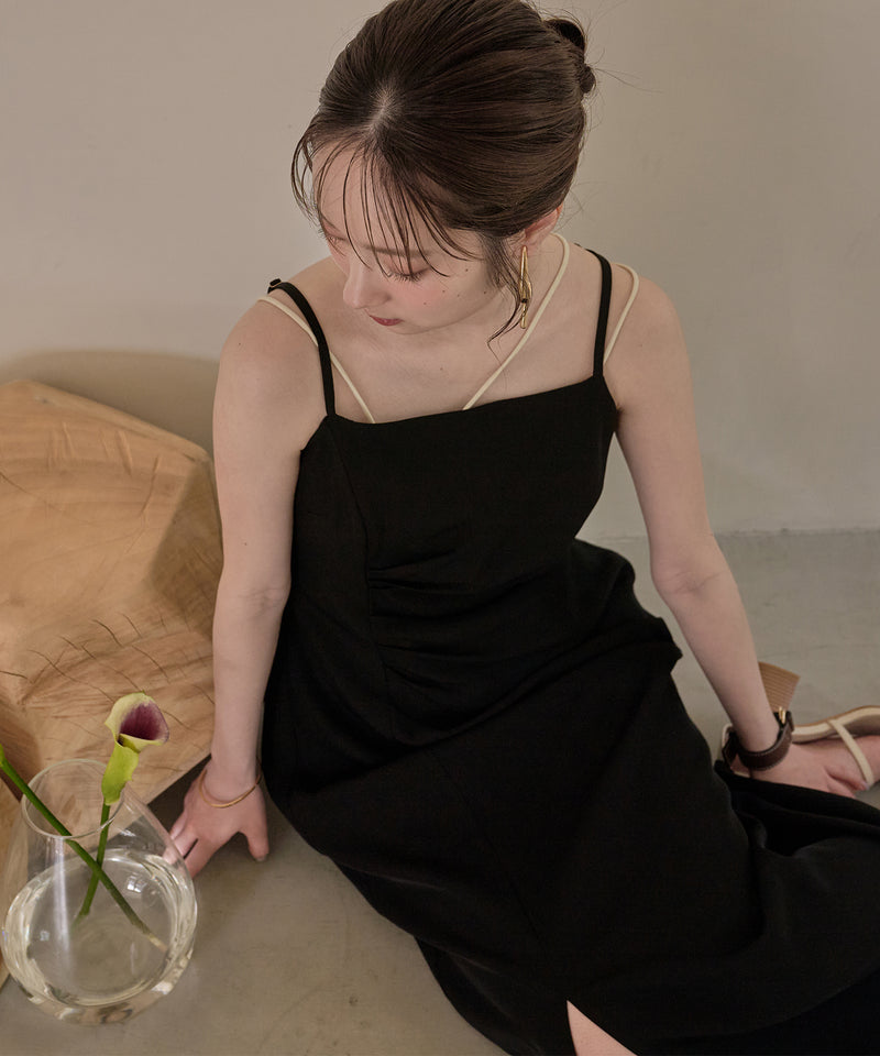 drape design cami onepiece / ドレープデザインキャミワンピ