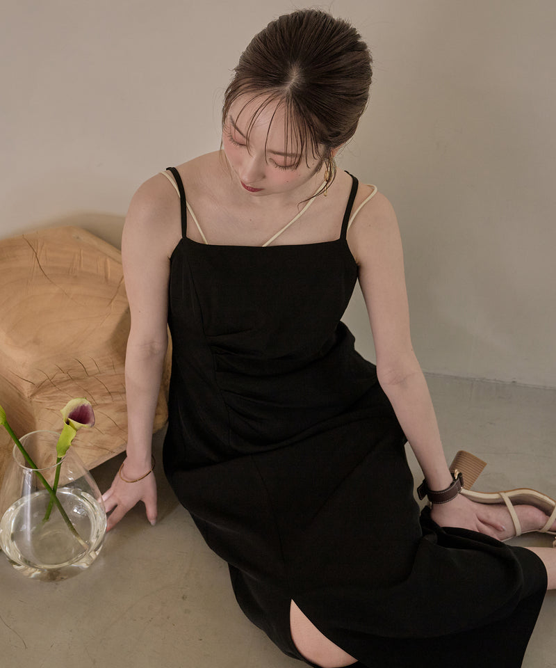 drape design cami onepiece / ドレープデザインキャミワンピ