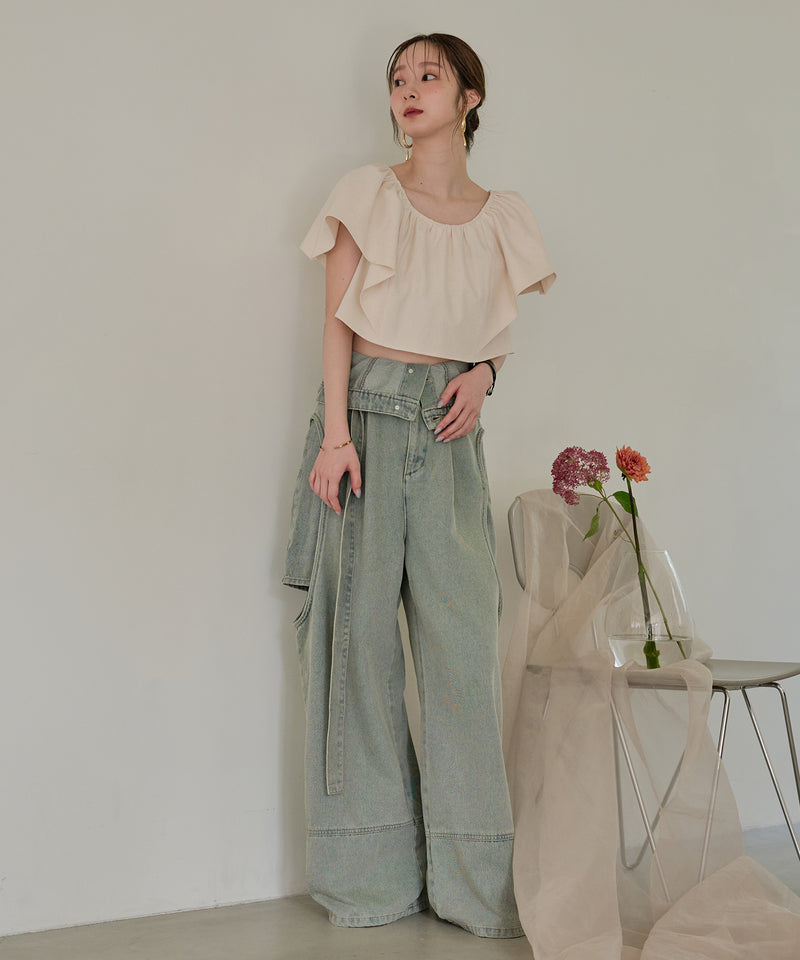 cut out design wide denim ⁡ / カットアウトデザインワイドデニム
