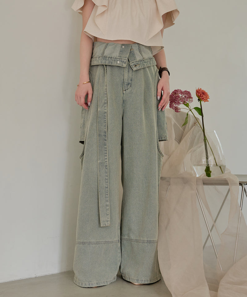 cut out design wide denim ⁡ / カットアウトデザインワイドデニム