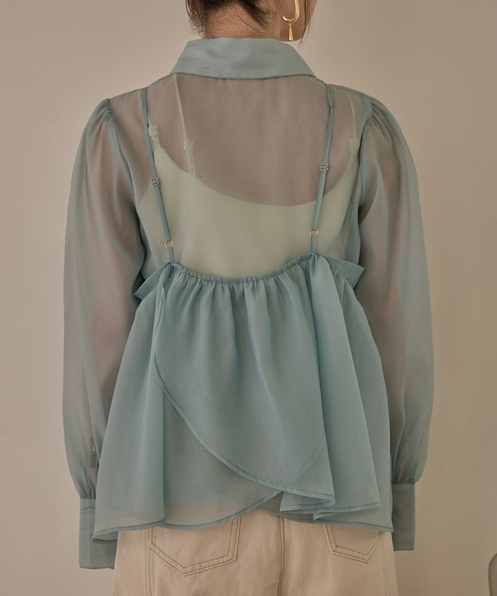 ブラウス シャツ bustier set sheer shirt / ビスチェセットシアーシャツ レディース bustier set sheer shirt / ビスチェセットシアーシャツ – favclo.