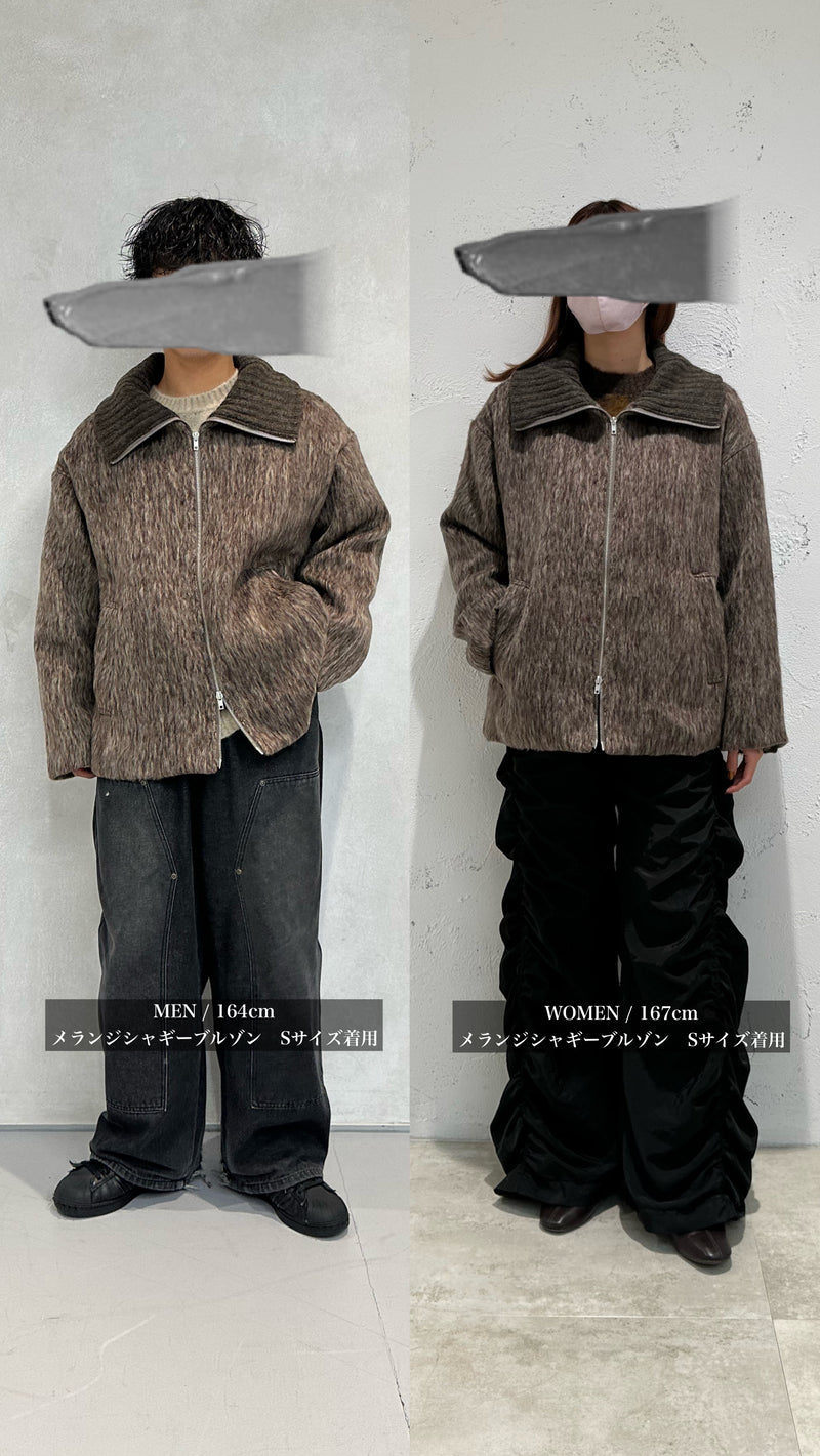 【New】MELANGE SHAGGY DOUBLE ZIP BLOUSON/メランジシャギーダブルジップブルゾン