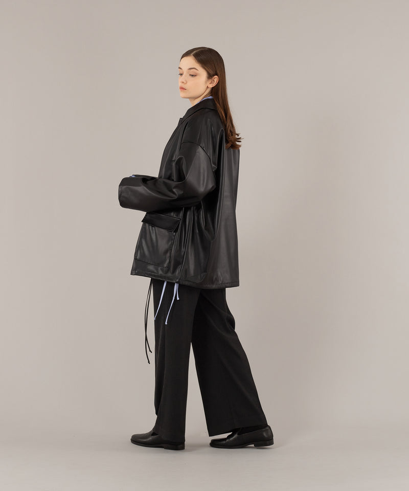 FAKE LEATHER MIDDLE JACKET/フェイクレザーミドルジャケット