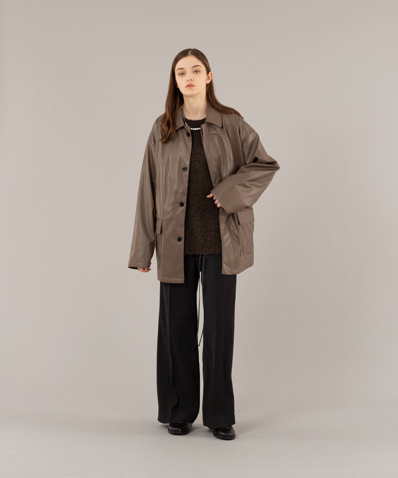 FAKE LEATHER MIDDLE JACKET/フェイクレザーミドルジャケット