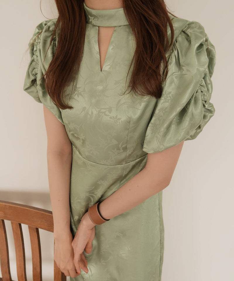gather shoulder one-piece / ギャザーショルダーワンピース