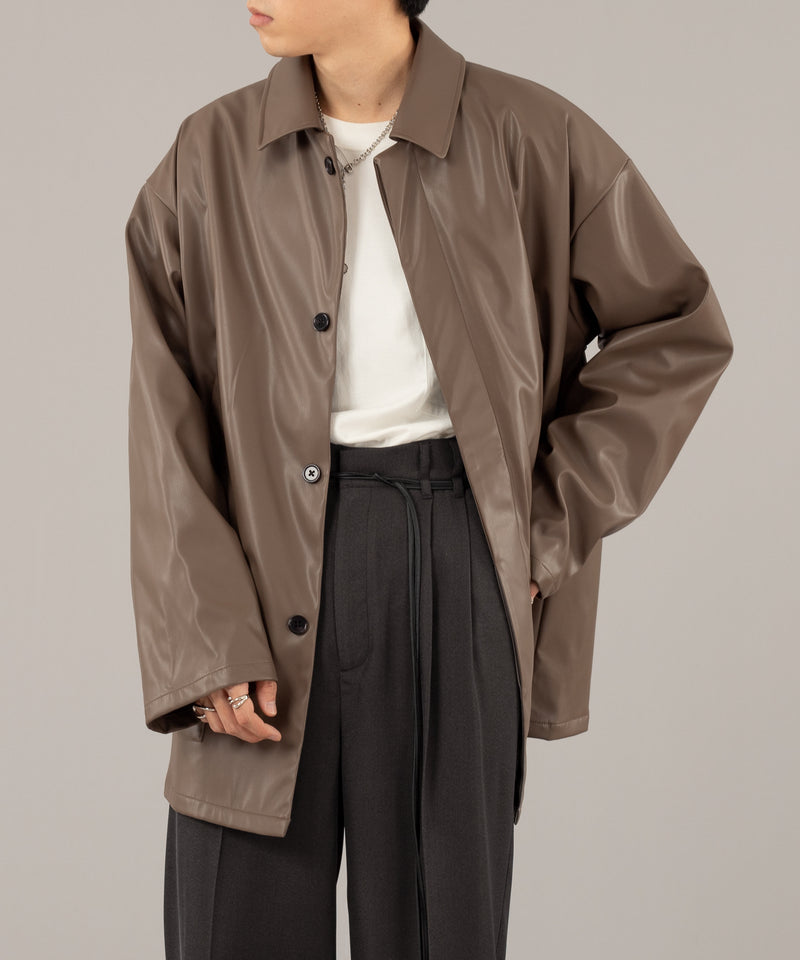 FAKE LEATHER MIDDLE JACKET/フェイクレザーミドルジャケット