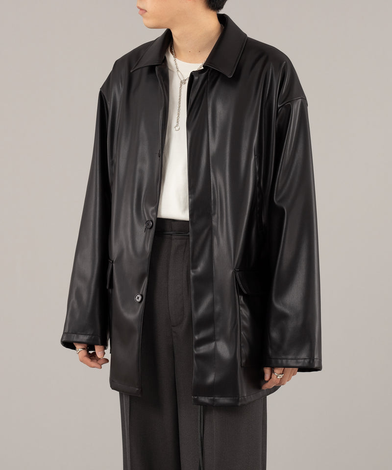 FAKE LEATHER MIDDLE JACKET/フェイクレザーミドルジャケット